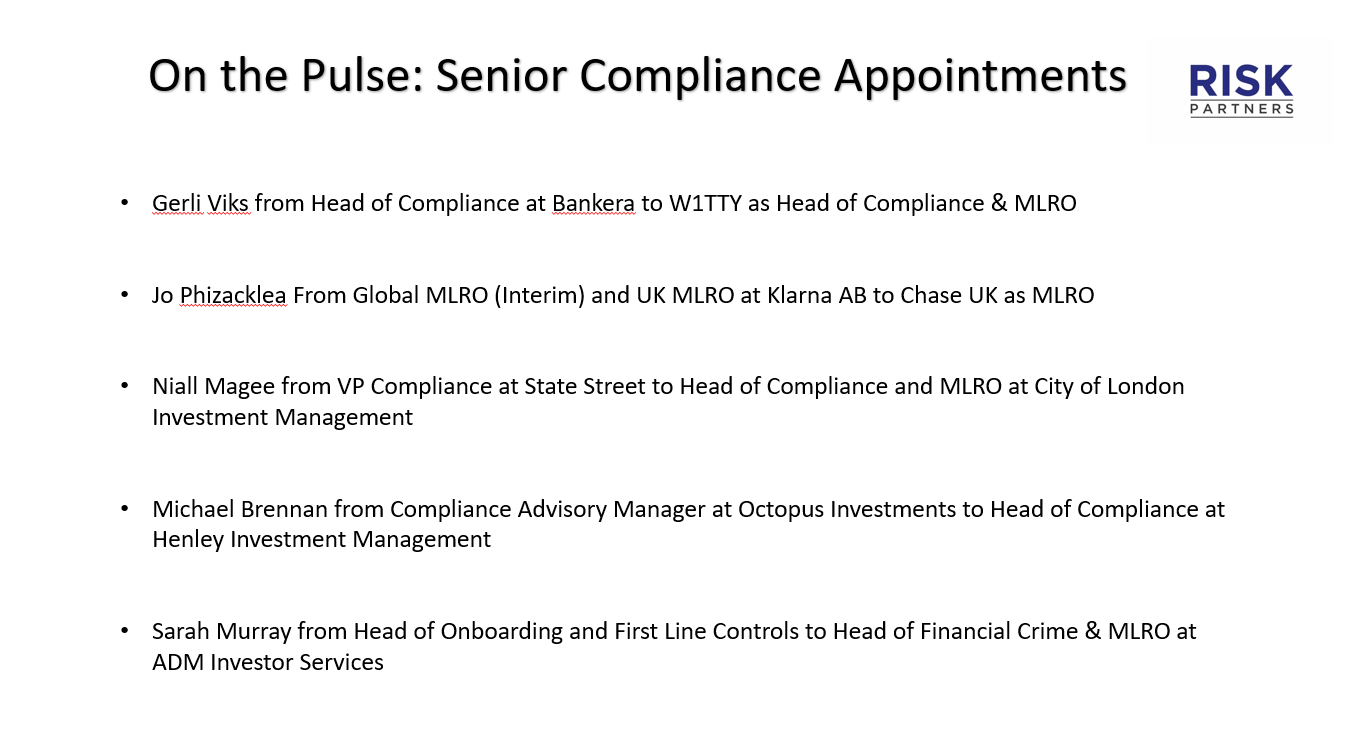 On The Pulse: Senior Moves – Compliance: July 23